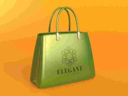 發(fā)光的名牌包包ps樣機(jī)場(chǎng)景素材，女士包包品牌logo展示樣機(jī)素材