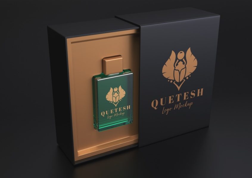 帶包裝盒的ps樣機(jī)場(chǎng)景素材，適合化妝品、U盤等產(chǎn)品logo展示樣機(jī)psd模板