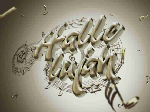 鎏金音樂和音符風(fēng)格3d立體字英文樣機(jī)素材