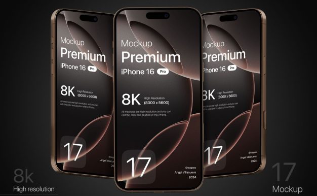 2024年蘋果16手機APP界面UI展示PS樣機，模板含fig格式，一共6.7個G的高品質素材