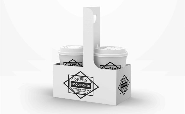 飲品提手盒包裝設(shè)計psd樣機素材