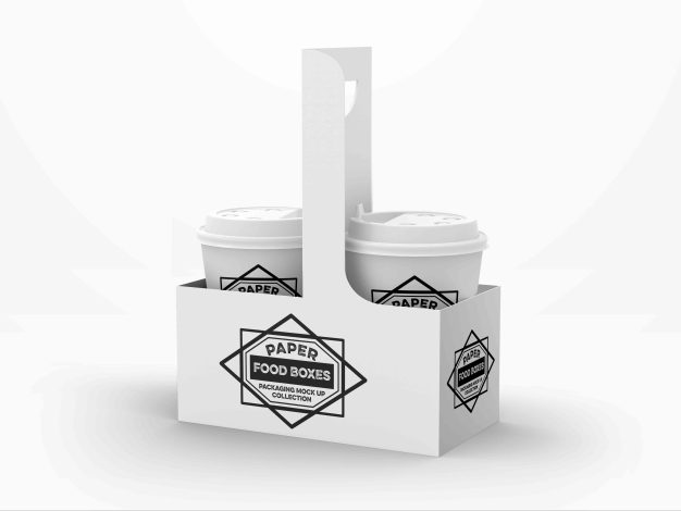 飲品提手盒包裝設(shè)計psd樣機素材